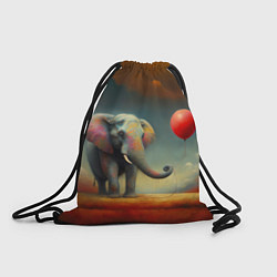Рюкзак-мешок Грустный слон и красный шарик, цвет: 3D-принт
