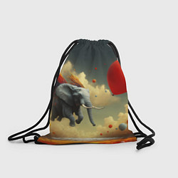 Рюкзак-мешок Сюрреалистичный слон летит за шариком, цвет: 3D-принт