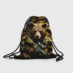 Рюкзак-мешок Медведь солдат в дремучем лесу, цвет: 3D-принт
