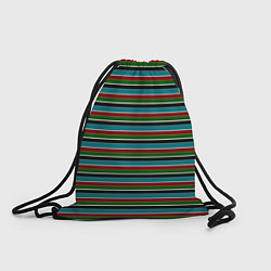 Рюкзак-мешок Полосатый красно-зелёный, цвет: 3D-принт