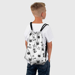 Рюкзак-мешок Черно-белые магические котики - паттерн, цвет: 3D-принт — фото 2