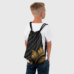 Рюкзак-мешок Лепнина золотые узоры на черной ткани, цвет: 3D-принт — фото 2