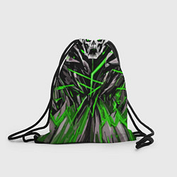 Рюкзак-мешок Череп и зелёные полосы, цвет: 3D-принт