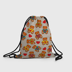 Рюкзак-мешок Мишки в свитерах и сердечки, цвет: 3D-принт