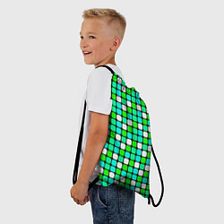 Рюкзак-мешок Зелёные и белые квадраты, цвет: 3D-принт — фото 2