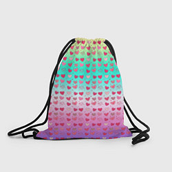 Рюкзак-мешок Паттерн сердечки на разноцветном фоне, цвет: 3D-принт