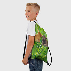 Рюкзак-мешок Кролики в траве, цвет: 3D-принт — фото 2