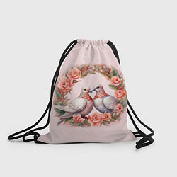 Рюкзак-мешок Голуби и розы pink, цвет: 3D-принт