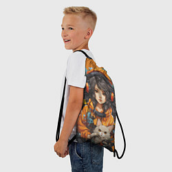 Рюкзак-мешок Красивая девочка-аниме с котенком, цвет: 3D-принт — фото 2