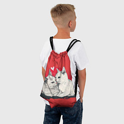 Рюкзак-мешок Влюбленные белые кошечки, цвет: 3D-принт — фото 2