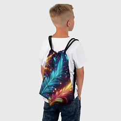 Рюкзак-мешок Неоновые разноцветные перья, цвет: 3D-принт — фото 2