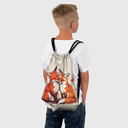 Рюкзак-мешок Влюбленные лисички с сердечком, цвет: 3D-принт — фото 2