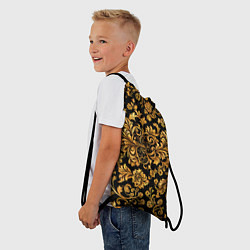 Рюкзак-мешок Желтые узоры хохломские, цвет: 3D-принт — фото 2
