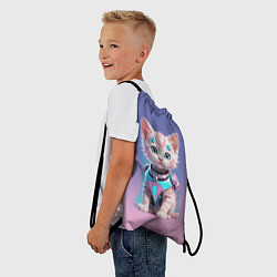 Рюкзак-мешок Милый котёнок - киберпанк милашка, цвет: 3D-принт — фото 2