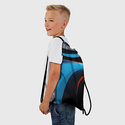 Рюкзак-мешок Черные и синии волны спортивный стиль, цвет: 3D-принт — фото 2
