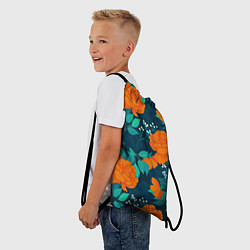 Рюкзак-мешок Паттерн с оранжевыми цветами, цвет: 3D-принт — фото 2