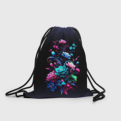 Рюкзак-мешок Цветы - нейросеть, цвет: 3D-принт