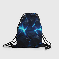 Рюкзак-мешок Синий неоновый разлом черной абстракции, цвет: 3D-принт