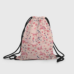 Рюкзак-мешок Розовый паттерн с цветами и котиками, цвет: 3D-принт