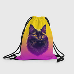 Рюкзак-мешок Кот чёрный с золотыми глазами, цвет: 3D-принт