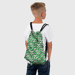 Рюкзак-мешок Зелёно-белый узор на чёрном фоне, цвет: 3D-принт — фото 2