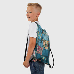 Рюкзак-мешок Джинсовые лоскуты с цветочками, цвет: 3D-принт — фото 2