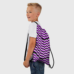 Рюкзак-мешок Фиолетовые и белые ломаные линии, цвет: 3D-принт — фото 2