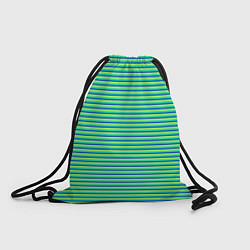 Рюкзак-мешок Зелёный в синюю полоску, цвет: 3D-принт