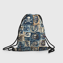 Рюкзак-мешок Пираты на пэчворк дениме, цвет: 3D-принт