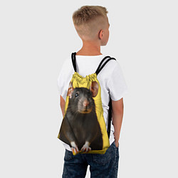 Рюкзак-мешок Крыса черная, цвет: 3D-принт — фото 2