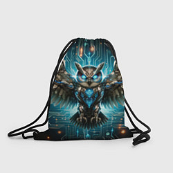 Рюкзак-мешок Величественная кибернетическая сова на фоне футури, цвет: 3D-принт