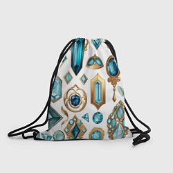 Рюкзак-мешок Драгоценности с аквамаринами и топазами на белом ф, цвет: 3D-принт