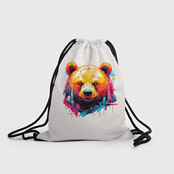 Рюкзак-мешок Мишка в городе: голова медведя на фоне красочного, цвет: 3D-принт
