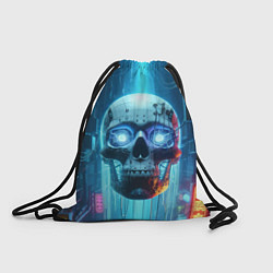 Рюкзак-мешок Cyber skull - neon glow ai art, цвет: 3D-принт