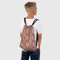 Рюкзак-мешок Красно-коричневый в крупный белый узор, цвет: 3D-принт — фото 2
