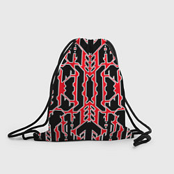 Рюкзак-мешок Техно красные линии с белой обводкой на чёрном фон, цвет: 3D-принт