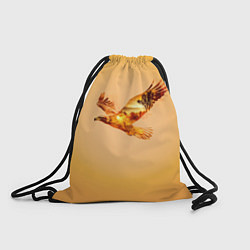Рюкзак-мешок Орел с пейзажем на закате двойная экспозиция, цвет: 3D-принт