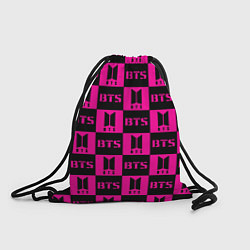 Рюкзак-мешок BTS pattern pink logo, цвет: 3D-принт