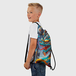 Рюкзак-мешок Фантастическая композиция с драконом - нейросеть, цвет: 3D-принт — фото 2