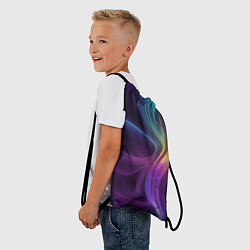 Рюкзак-мешок Радужные неоновые волны и разводы на черном фоне, цвет: 3D-принт — фото 2
