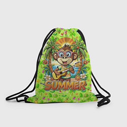 Рюкзак-мешок Обезьяна с гитарой летний вайб, цвет: 3D-принт