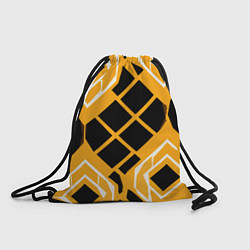 Рюкзак-мешок Чёрные квадраты и белые полосы на оранжевом фоне, цвет: 3D-принт