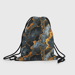 Рюкзак-мешок Черный мрамор с золотом, цвет: 3D-принт