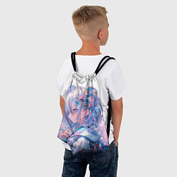 Рюкзак-мешок Девушка в стиле аниме с длинными волосами в розово, цвет: 3D-принт — фото 2