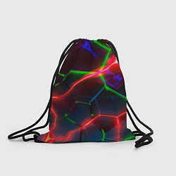 Рюкзак-мешок Неоновые яркие зеленые плиты с красным светом, цвет: 3D-принт