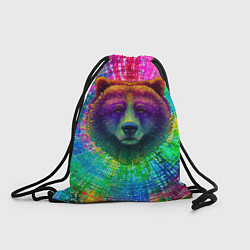 Рюкзак-мешок Разноцветный неоновый медведь, цвет: 3D-принт