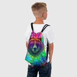 Рюкзак-мешок Разноцветный неоновый медведь, цвет: 3D-принт — фото 2