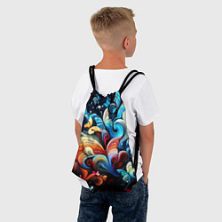 Рюкзак-мешок Бабочки и цветы в ночи - фантазия, цвет: 3D-принт — фото 2