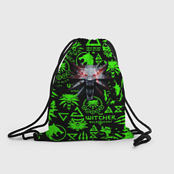 Рюкзак-мешок Ведьмак кислотные логотипы волк, цвет: 3D-принт