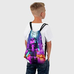 Рюкзак-мешок Чувак с мечом в неоновом городе - Майнкрафт, цвет: 3D-принт — фото 2
